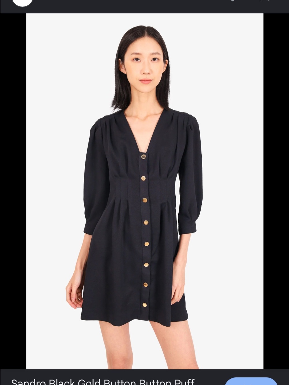 Sandro navy Mini Dress with Gold Buttons